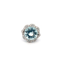 Estate 22ct Aquamarine & Diamond Ring in Platinum