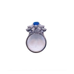 Estate 2.3 Carat Sapphire and Marquise Diamond White Gold Ring