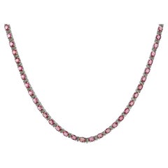 Vintage Estate 23 Carats Pink Sapphire and Diamond Riviera Necklace