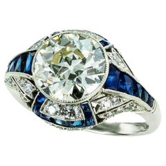 Estate 2.36 Carat Old European Cut Diamond Engagement Ring
