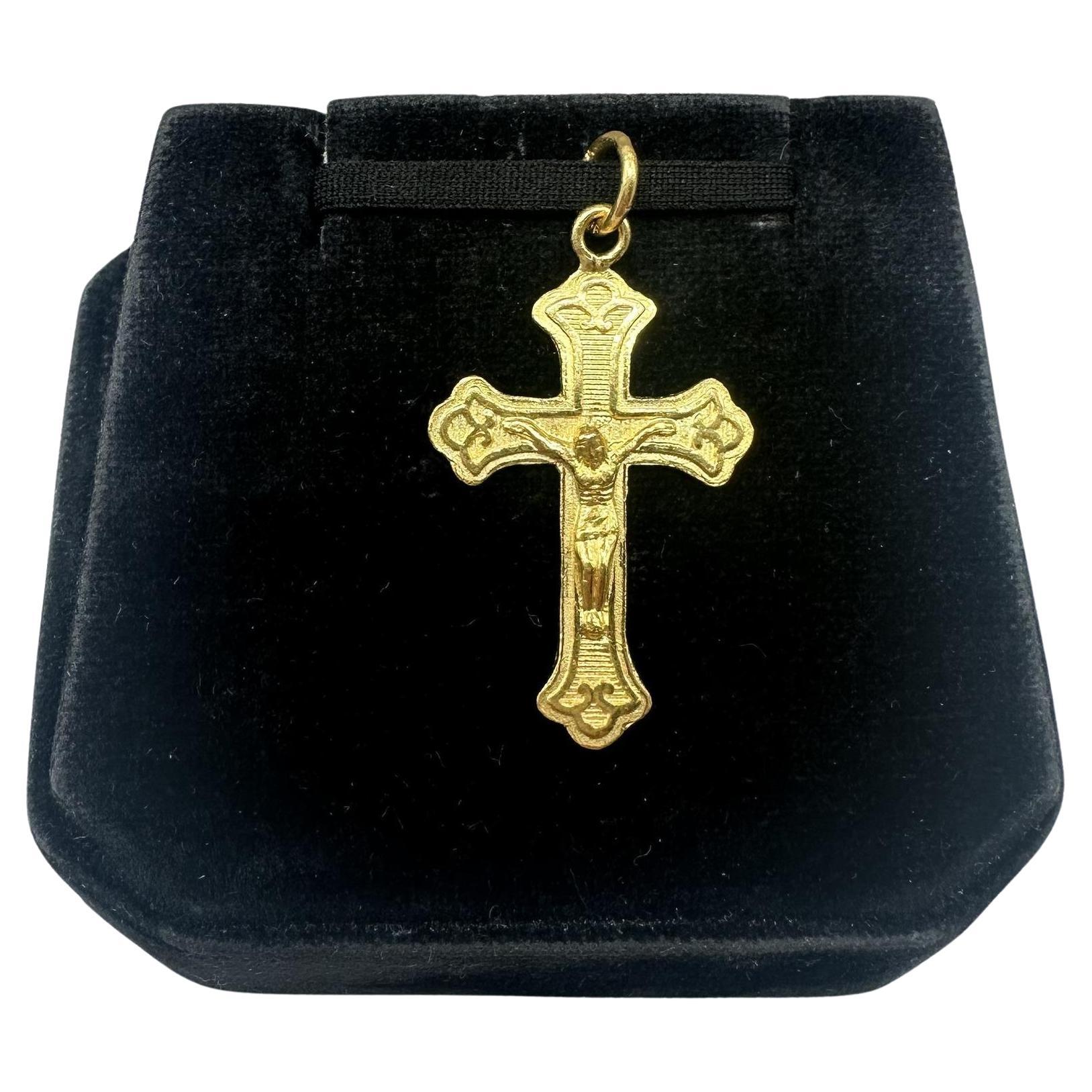 Pendentif Crucifix en or jaune 23kt - 3.8g, Pre-Loved en vente