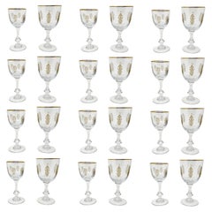 Estate 24 Pce. Palais Versailles Tiffin Gold Etched Crystal Wine & Water Glasses
