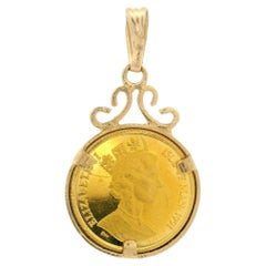 Nachlass 24k Gelbgold Norwegische Waldkatze Königin Elizabeth II. 1991 Münz-Anhänger