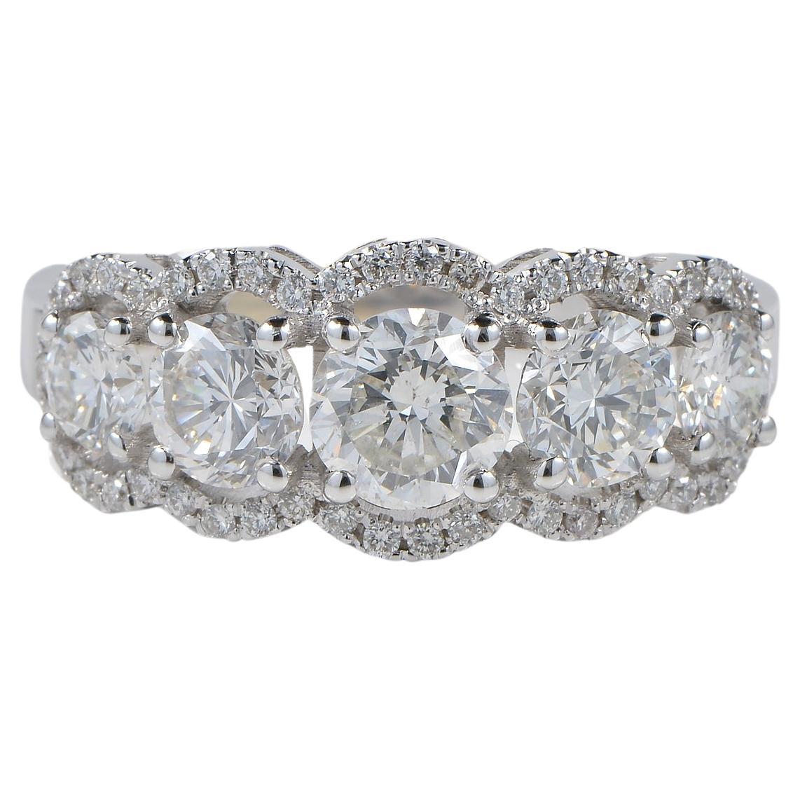 Estate 2.70 Ct Five Stone Diamond ring For Sale