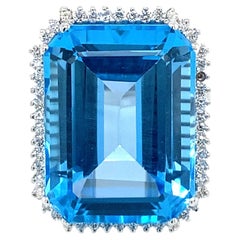 Estate 28 Carat Topaz Carat Diamond Cocktail Ring