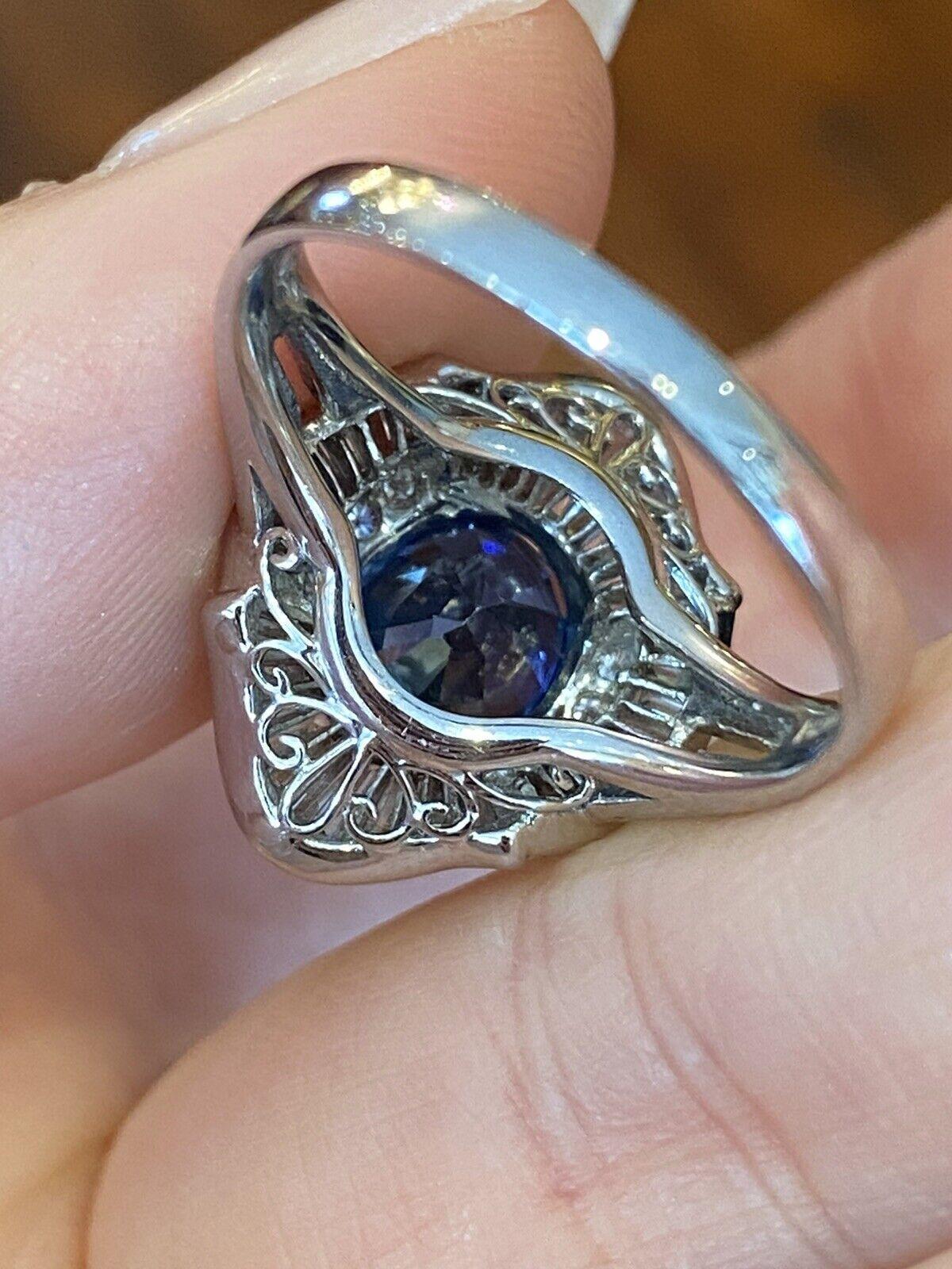 Anello con zaffiro ovale e diamante di 2,89 carati in platino in vendita 1
