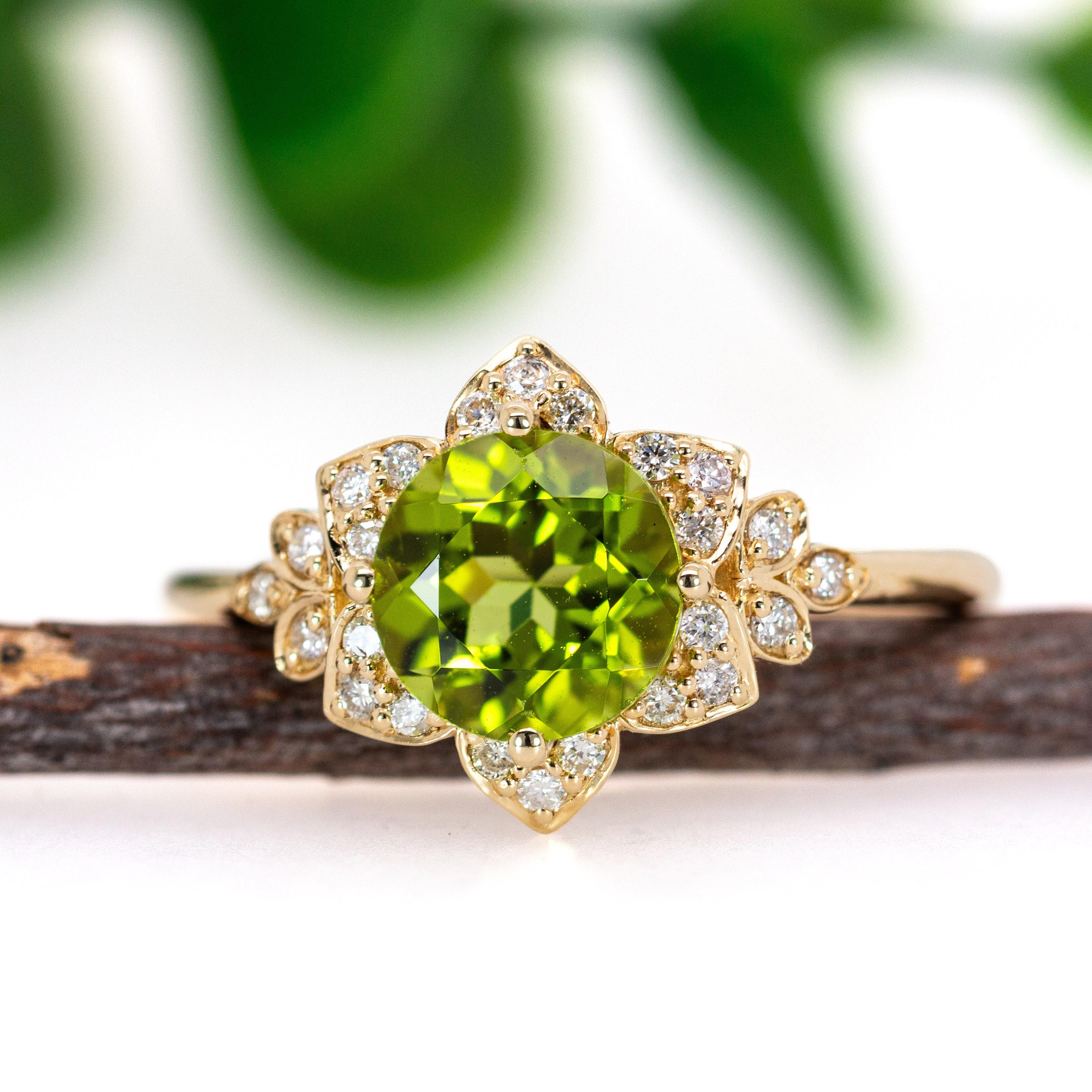 Art déco Bague de succession 2cts avec accents de diamants naturels en or massif 14K  RD 7mm en vente