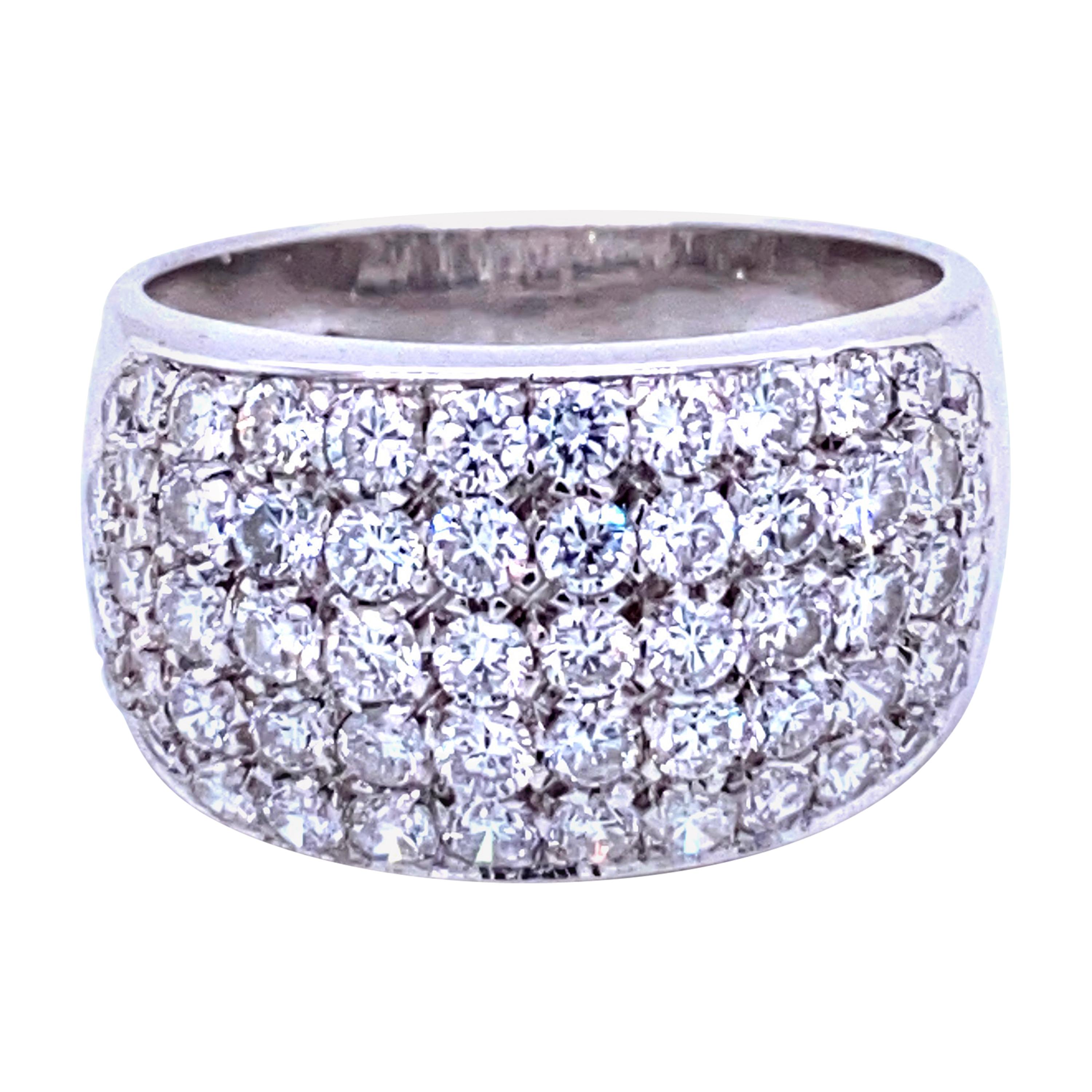 Bague jonc en or pavé de diamants 3 carats (succession) en vente