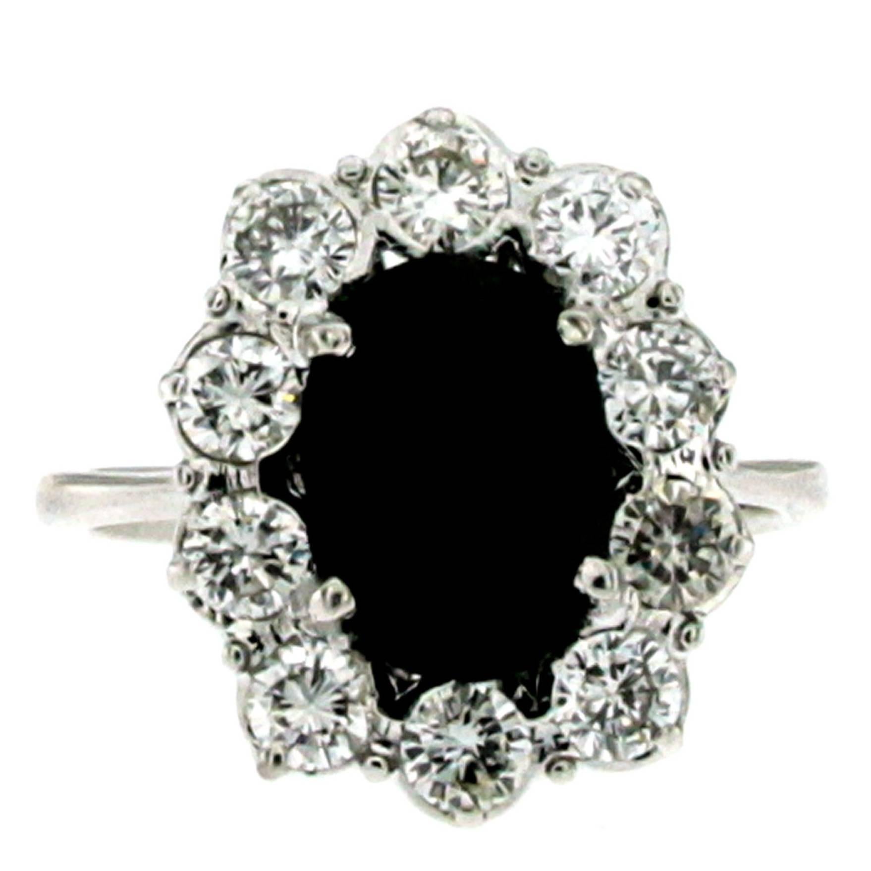 Estate 3 Carat Sapphire Diamond Gold Cluster Ring