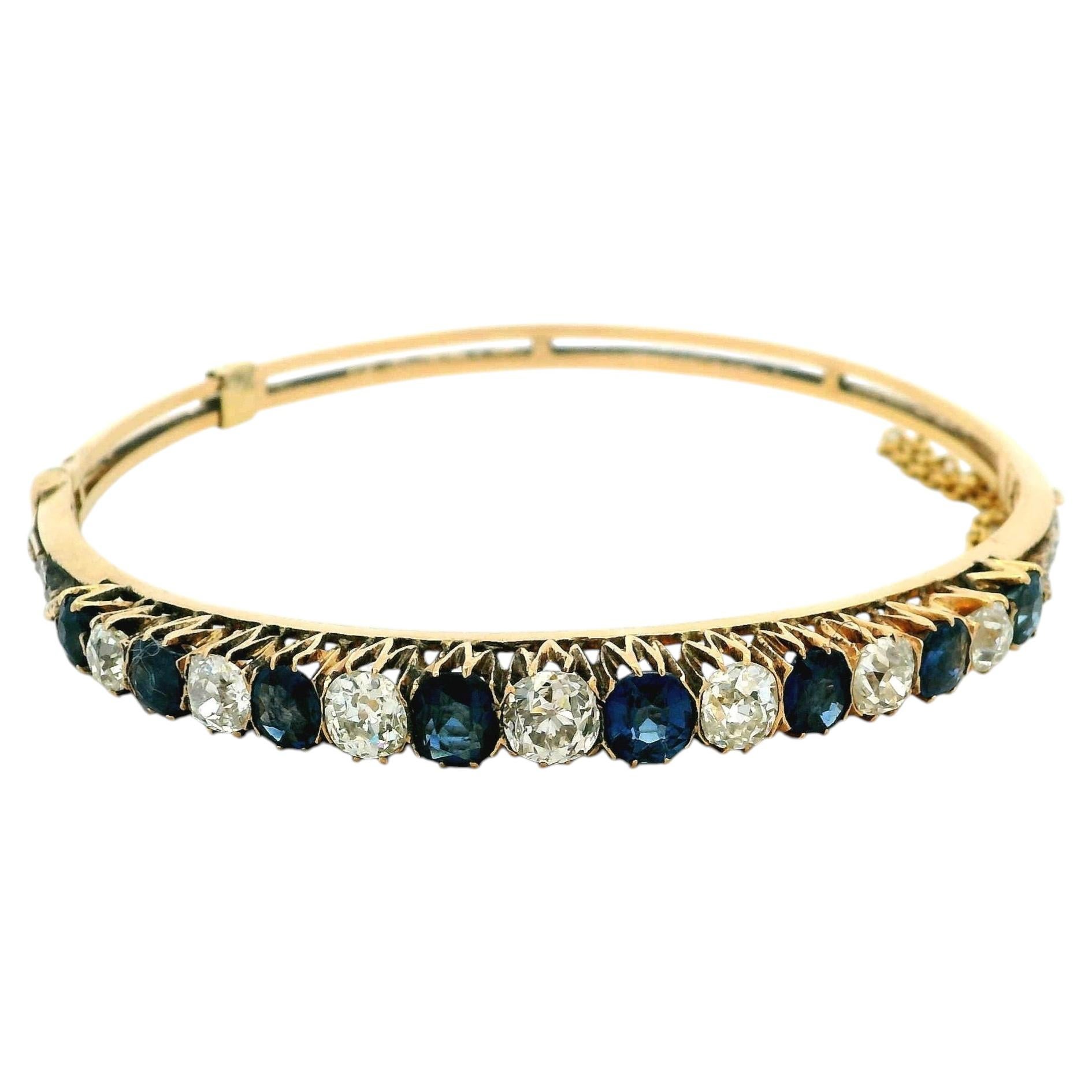 Vintage Sapphire Diamond Bangle, Crown Gallery, Circa 1950