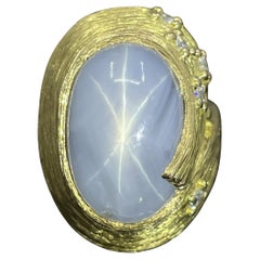 Estate 34,27ct Star Sapphire Cocktail Ring 18k Gelbgold