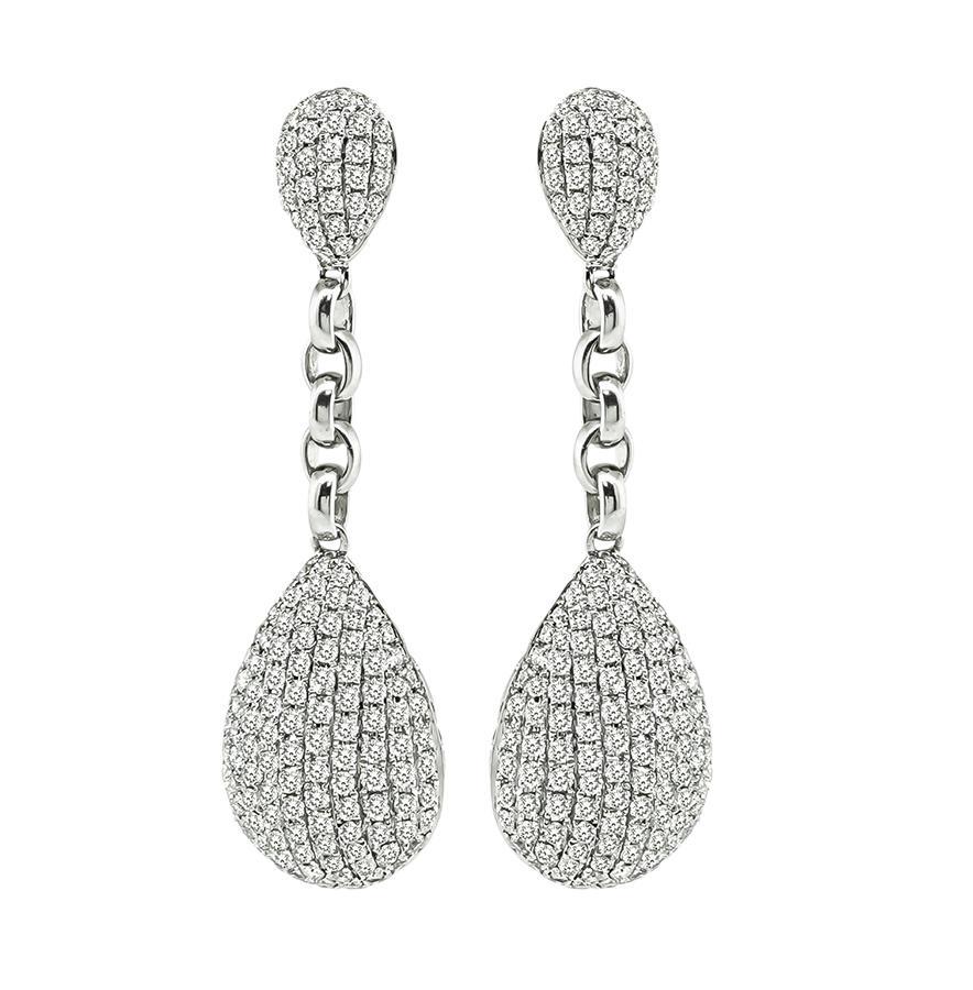 Nachlass 3,50 Karat Diamant-Tropfen-Ohrringe (Rundschliff)