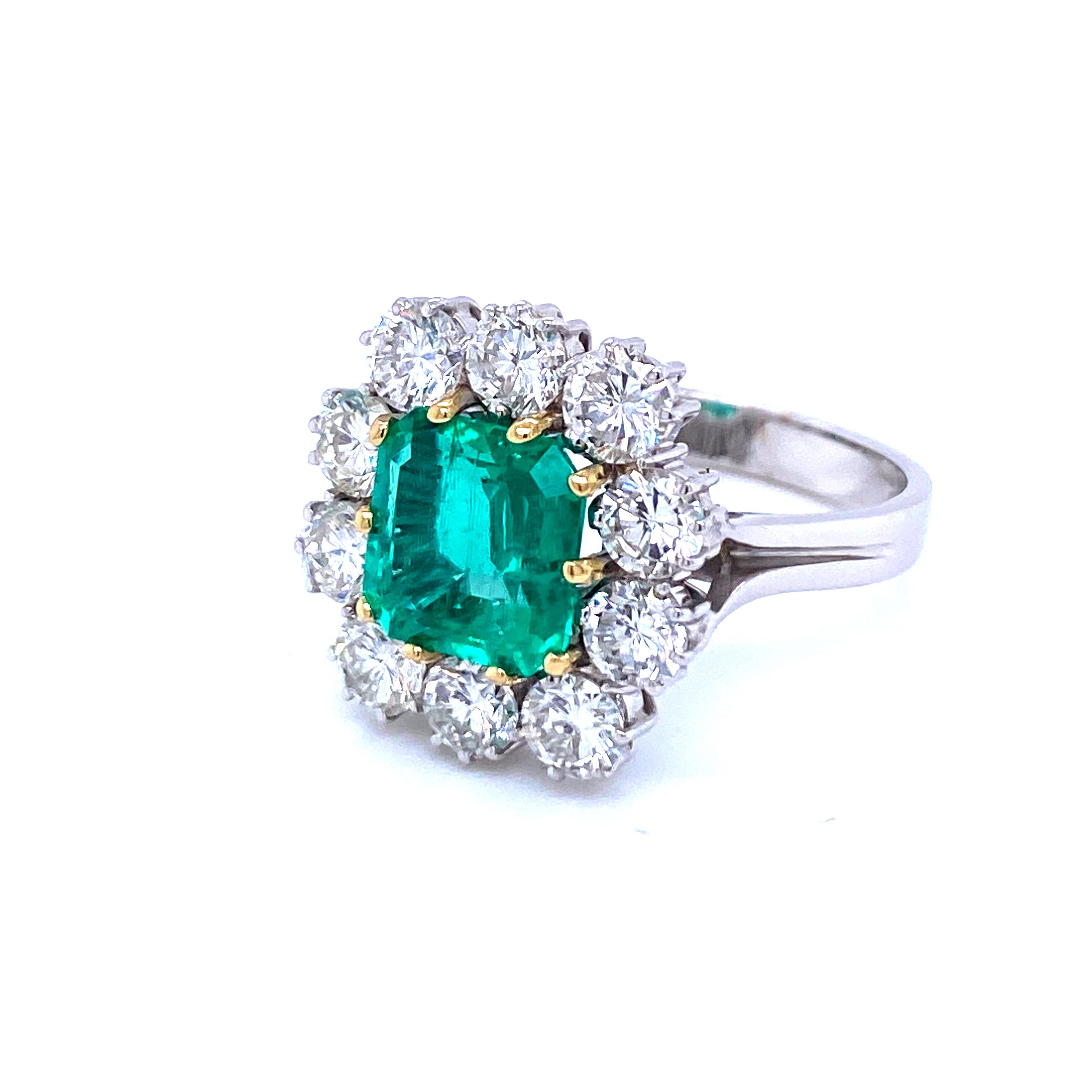 Women's Estate 4 Carat Colombian Emerald Diamond Ring