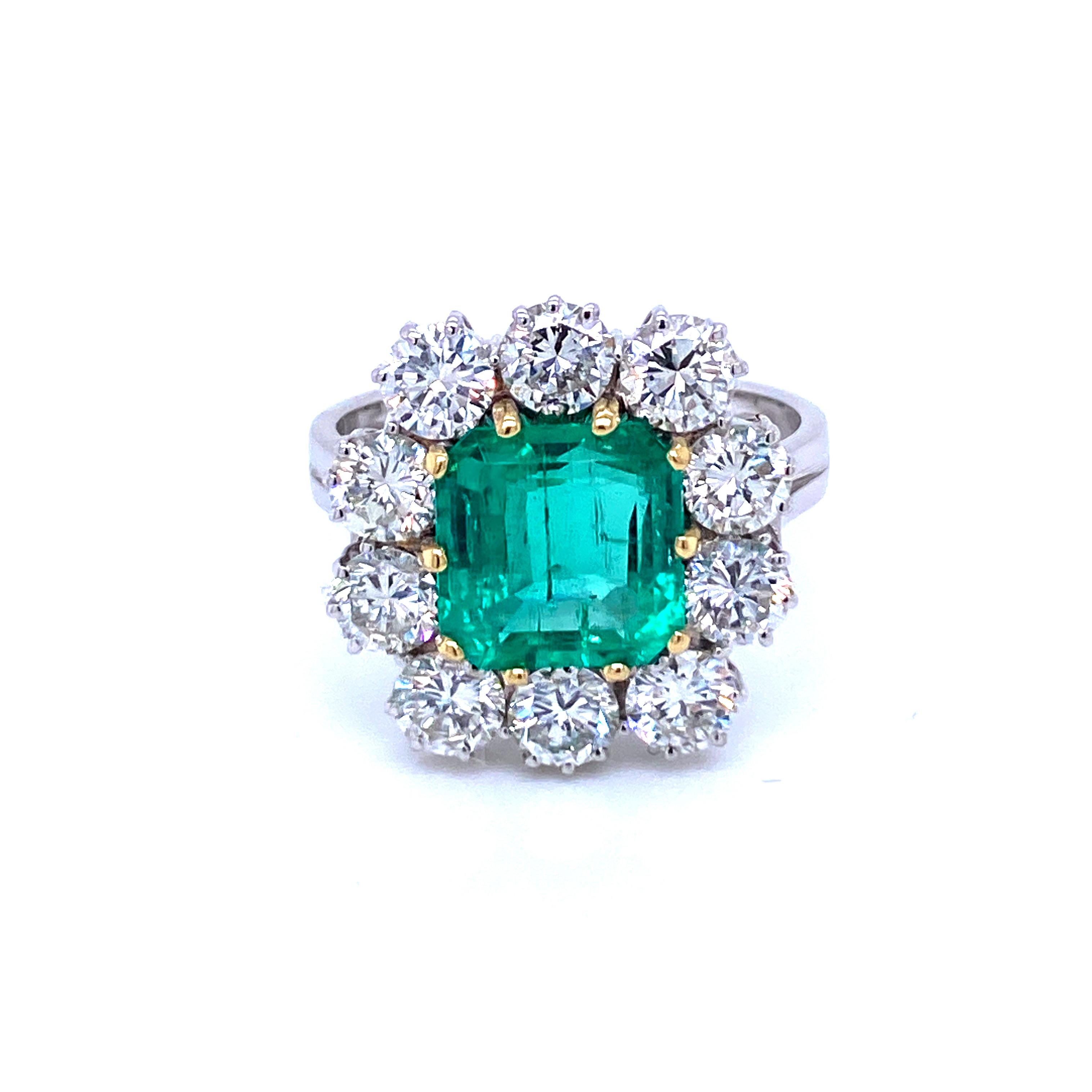 Estate 4 Carat Colombian Emerald Diamond Ring 1