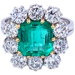 Estate 4 Carat Colombian Emerald Diamond Ring