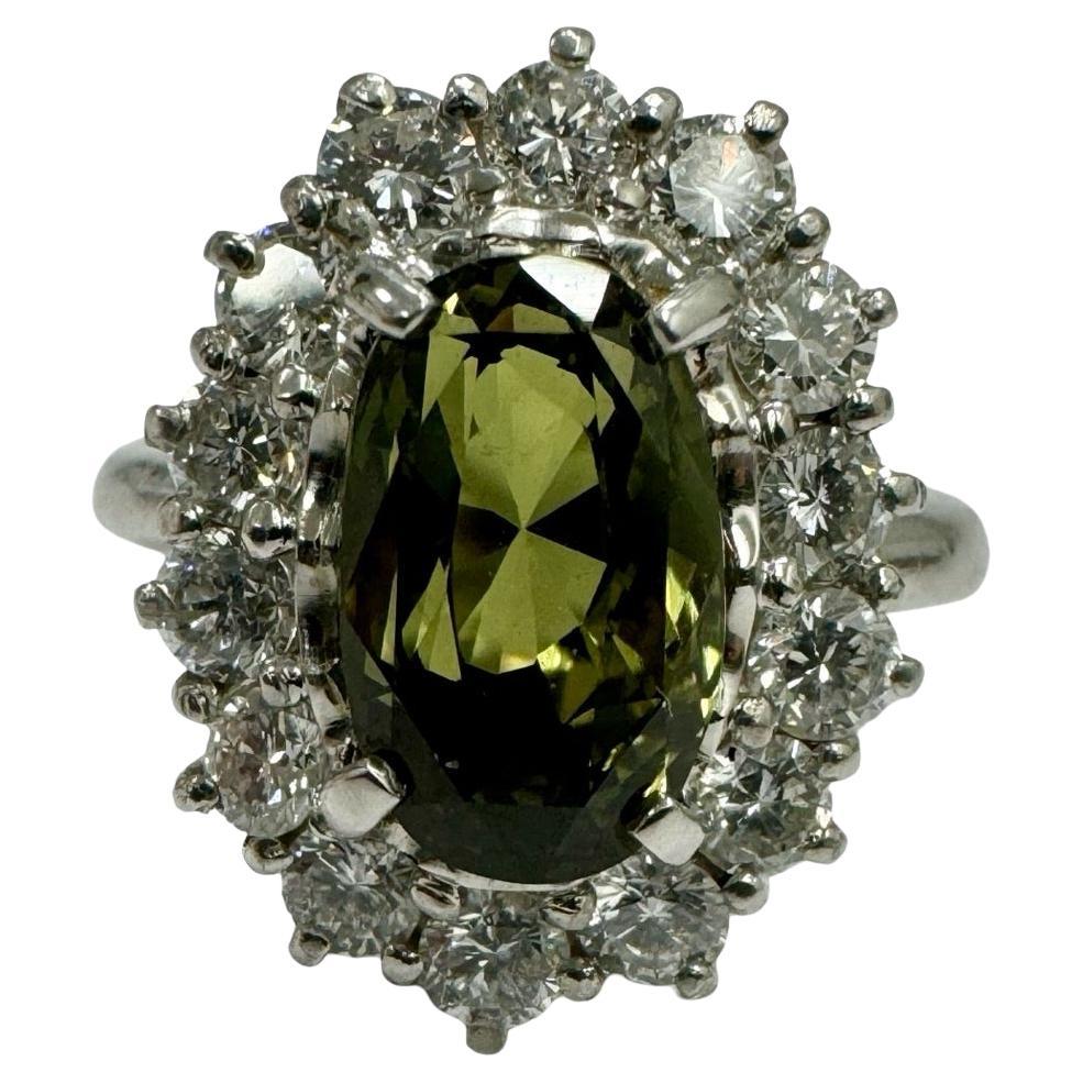 Estate 4.19 ct GIA Alexandrite
0.97 ct VS Diamonds Halo Cocktail Ring Platinum