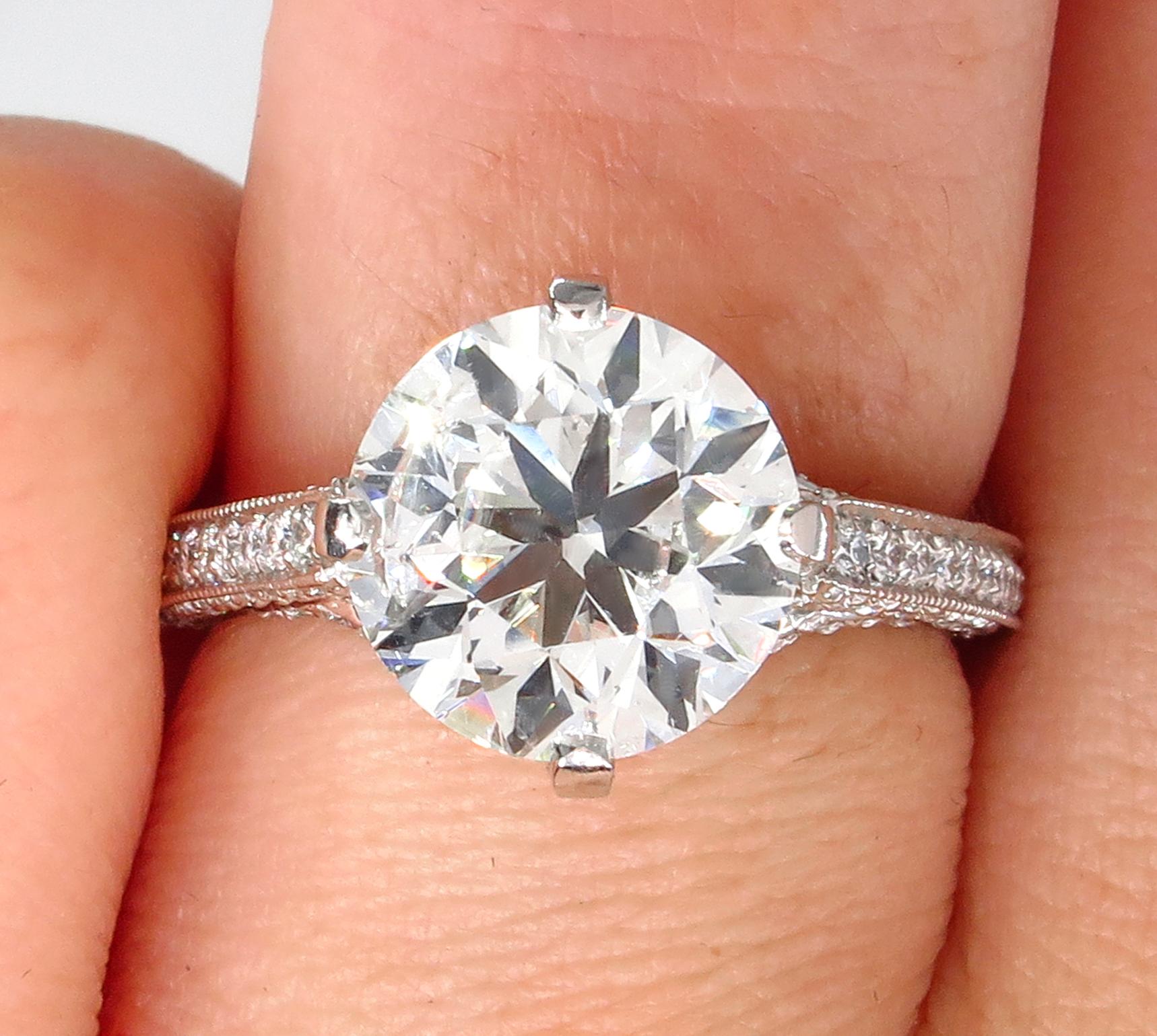 Estate 4.36ct Round Brilliant Diamond Solitaire Engagement Wedding Platinum Ring 5