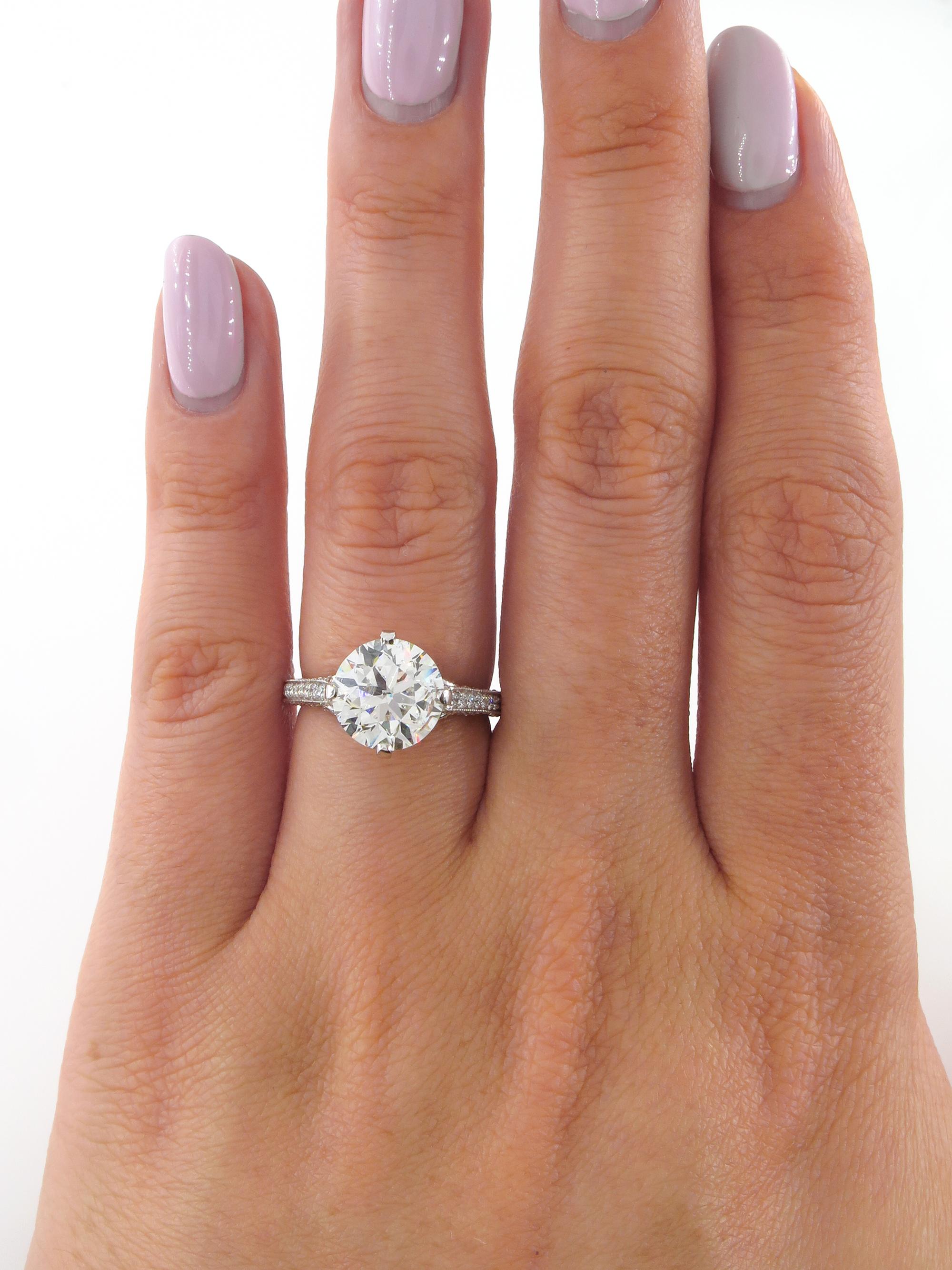 Estate 4.36ct Round Brilliant Diamond Solitaire Engagement Wedding Platinum Ring 6