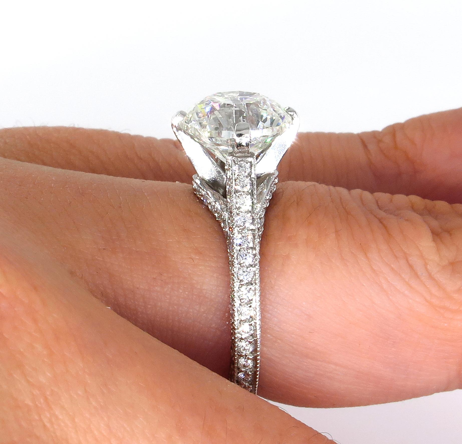 Estate 4.36ct Round Brilliant Diamond Solitaire Engagement Wedding Platinum Ring 10