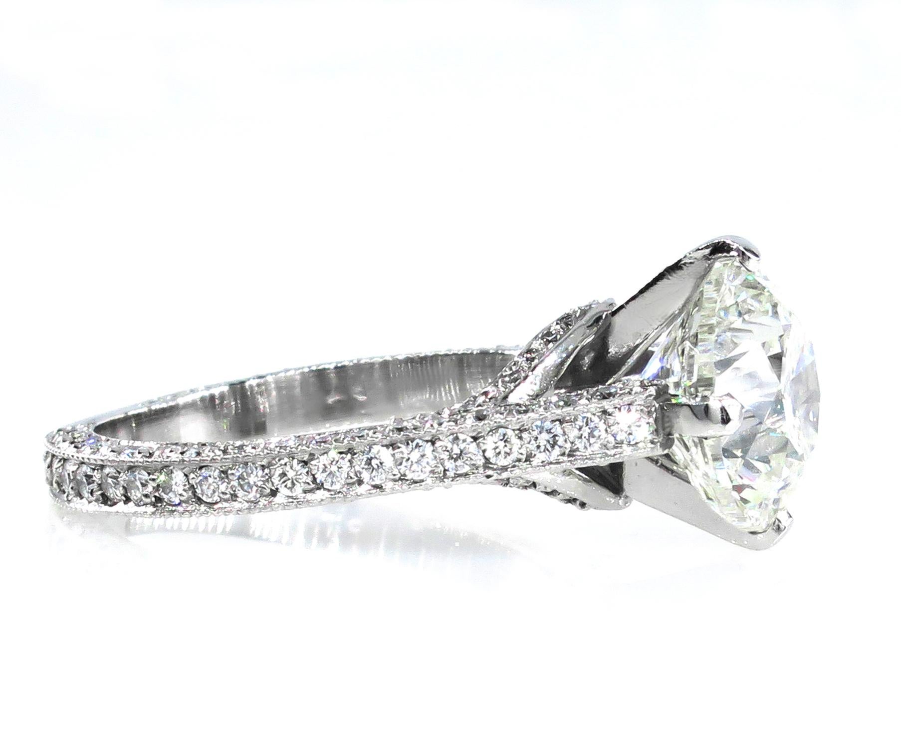 Estate 4.36ct Round Brilliant Diamond Solitaire Engagement Wedding Platinum Ring 1