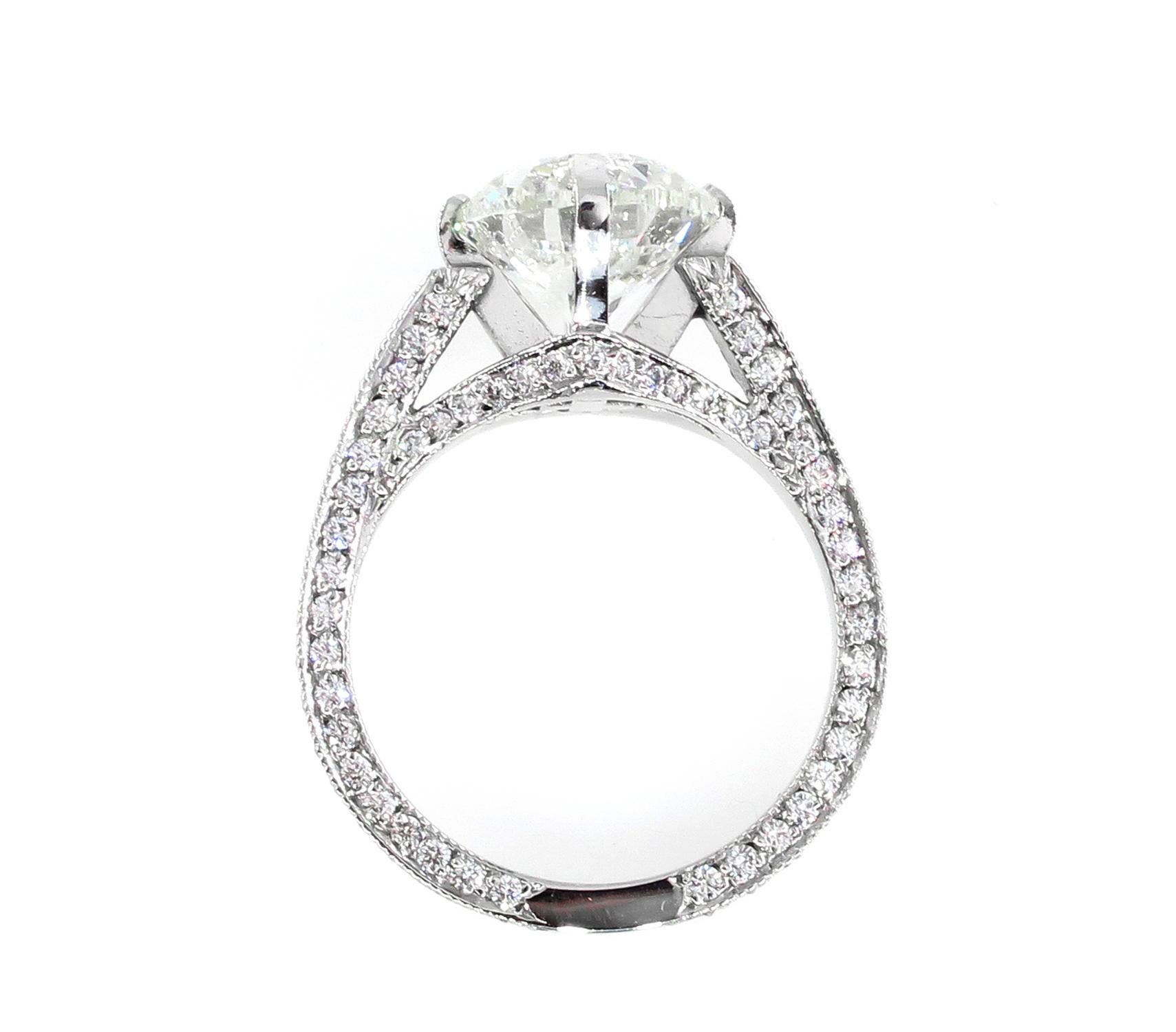 Estate 4.36ct Round Brilliant Diamond Solitaire Engagement Wedding Platinum Ring 2