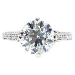 Estate 4.36ct Round Brilliant Diamond Solitaire Engagement Wedding Platinum Ring