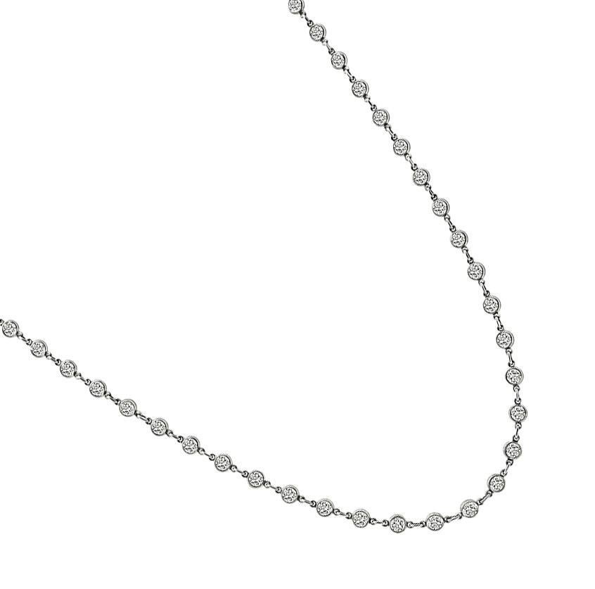 Round Cut Estate 4.64ct Diamond By The Yard Necklace For Sale