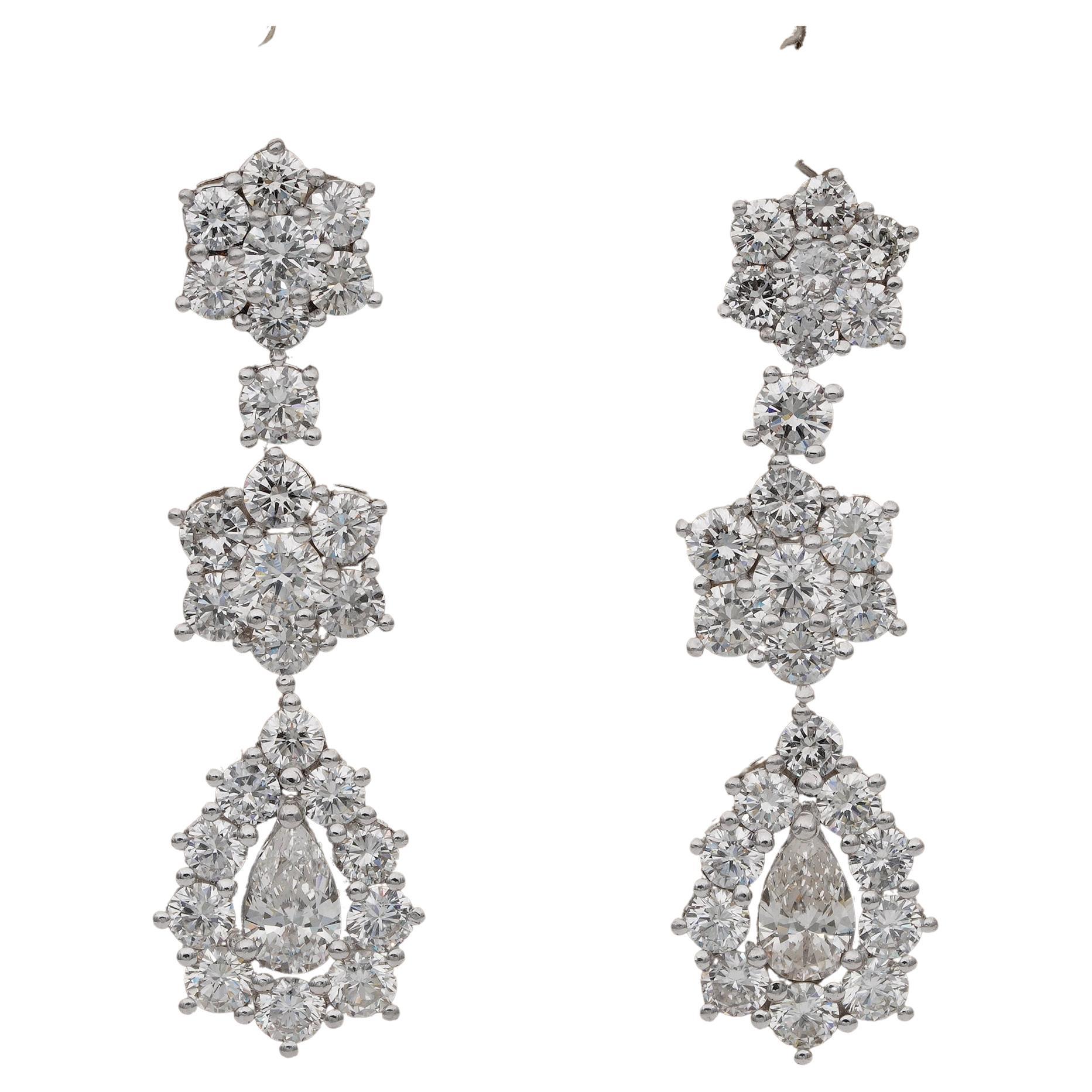 Estate 4.90 Ct F/G VVS Diamond Mid Century Drop Earrings