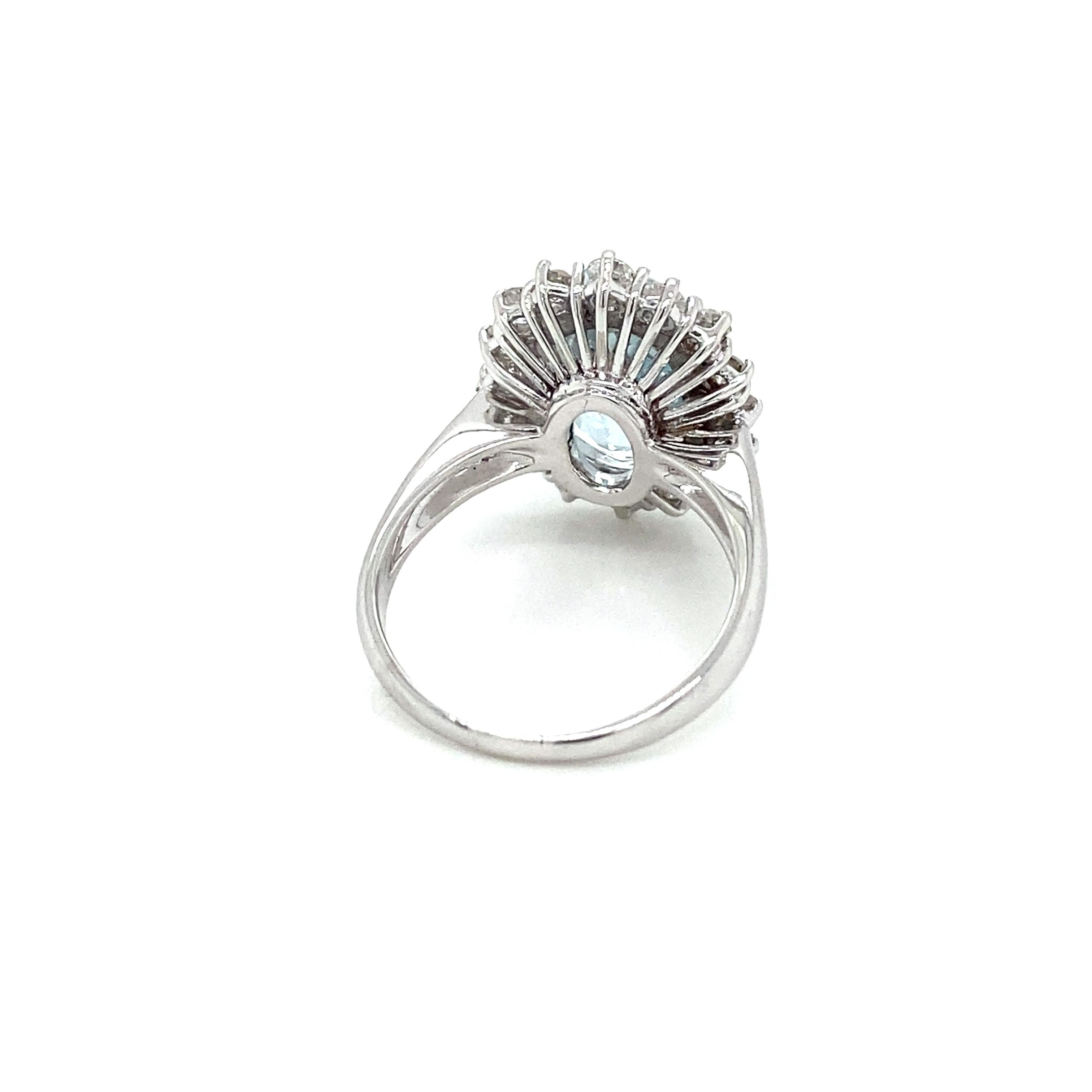 Women's Estate 5 Carat Aquamarine Diamond Cluster Ring For Sale