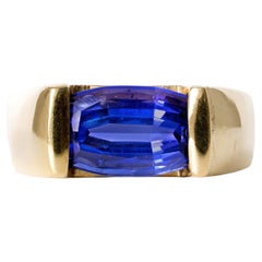 Estate 5 Carat Tanzanite East-West 18k Gold Men's Ring