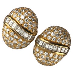 Estate 5.0 Carat Diamond Cluster Earrings 18K Yellow Gold