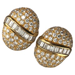 Nachlass 5.0 Karat Diamant-Cluster-Ohrringe 18K Gelbgold