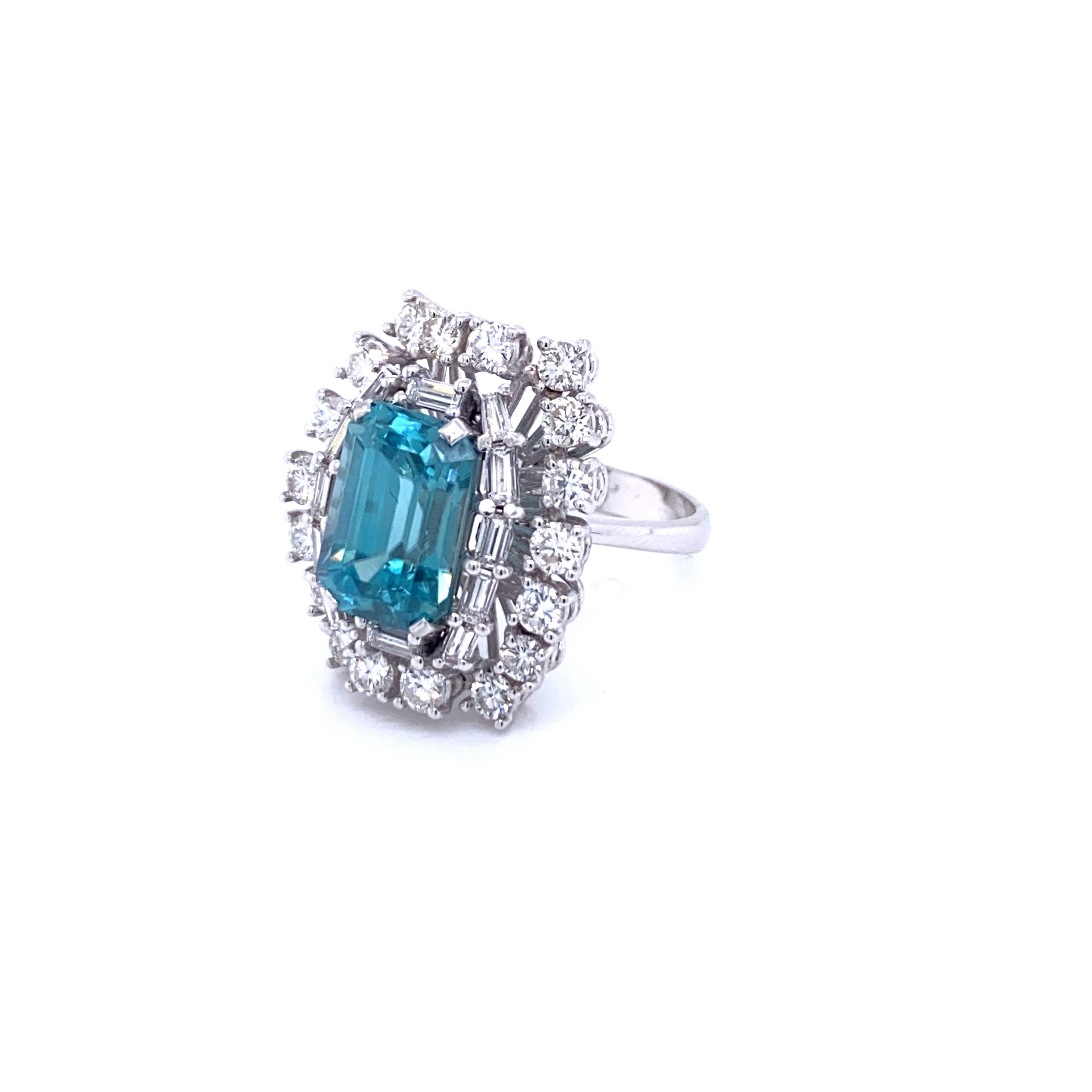 Estate 5.00 Carat Blu Zircon Diamond Gold Ring 1