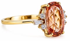 Estate 5.00 Carat Imperial Topaz and Diamond Ring in 18K Yellow Gold