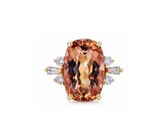 Estate 5.00 Carat Imperial Topaz and Diamond Ring in 18K Yellow Gold