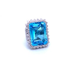 Estate 51 Carat Topaz 4 Carat Diamond Cocktail Ring