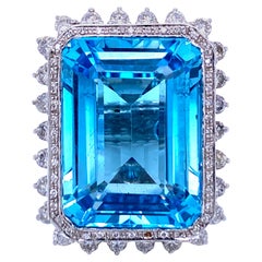 Estate 51 Carat Topaz 4 Carat Diamond Cocktail Ring