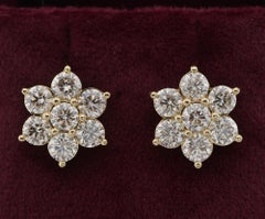 Estate 5.62 Ct Brilliant Cut Diamond Cluster Earrings