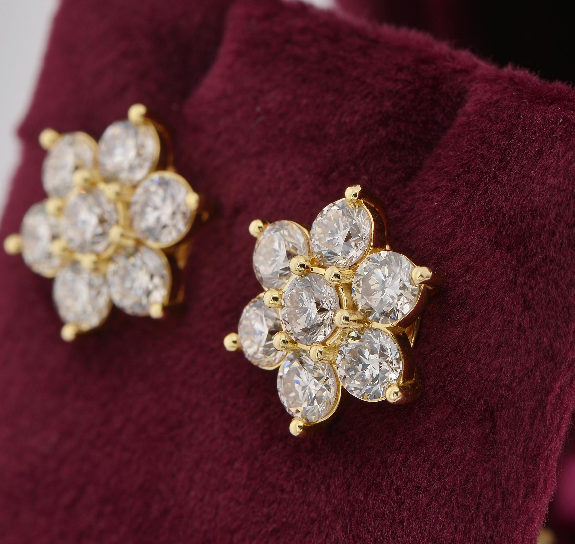 Estate 5.62 Ct Brilliant Cut Diamond Cluster Earrings For Sale 1