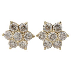 Vintage Estate 5.62 Ct Brilliant Cut Diamond Cluster Earrings