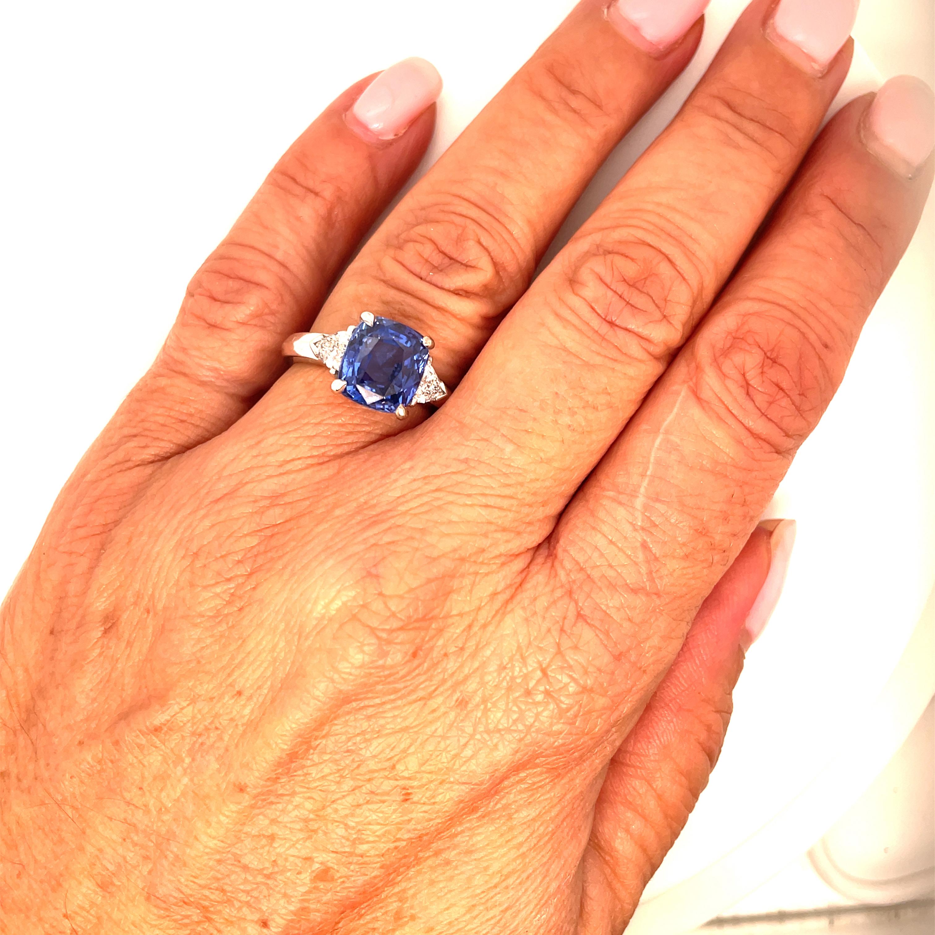 Estate 6 Carat Certified Sapphire, Diamond Gold Ring 6