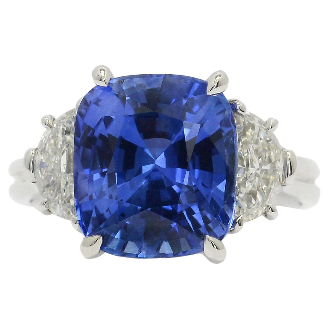 Estate 6 Carat Sapphire and Diamond Engagement Ring For Sale