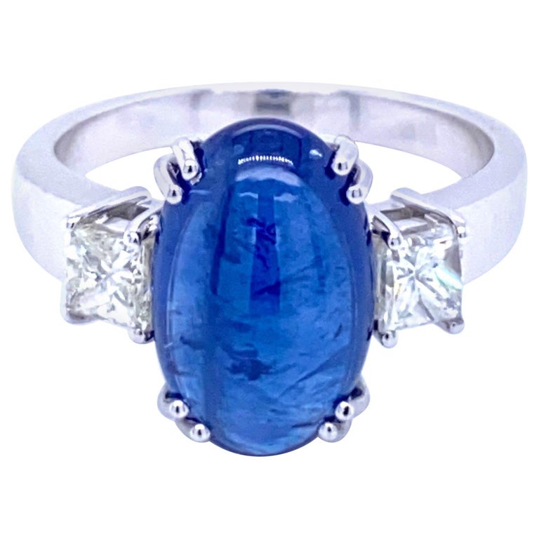 Estate 6 Carat Sapphire Diamond Gold Three-Stone Ring For Sale at 1stdibs