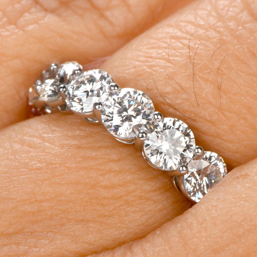 Women's or Men's Estate 6.12 Carat GIA Diamond Eternity Platinum Wedding Band Ring