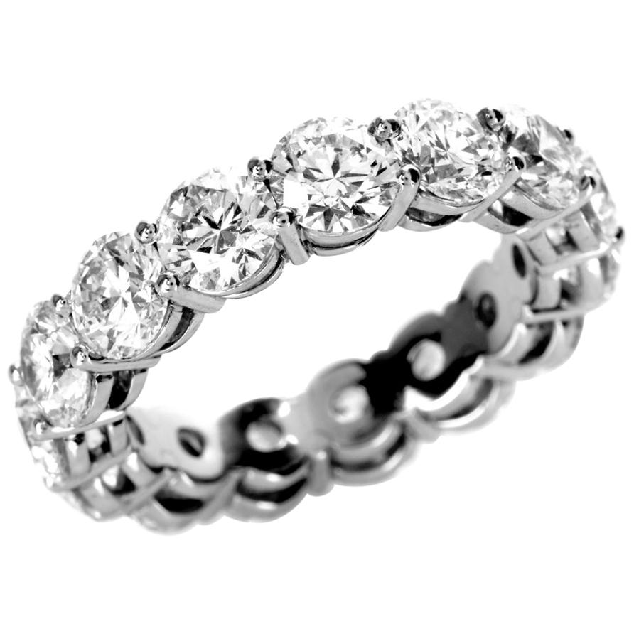 Estate 6.12 Carat GIA Diamond Eternity Platinum Wedding Band Ring