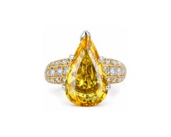 Estate 6.22 Carat Orange Yellow Sapphire and Diamond Ring in 18K Gold