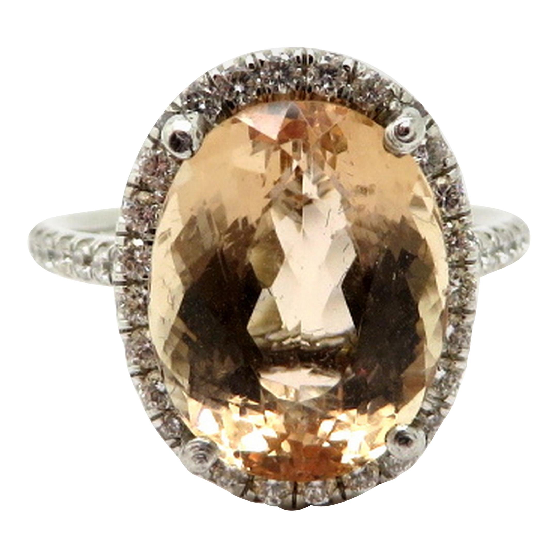 Estate 6.25 Carat Oval Imperial Topaz and Diamond Halo Fashion Ring