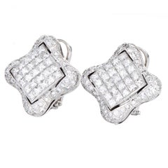 Estate 6.28cttw Diamond 18K Quatrefoil Statement Earrings