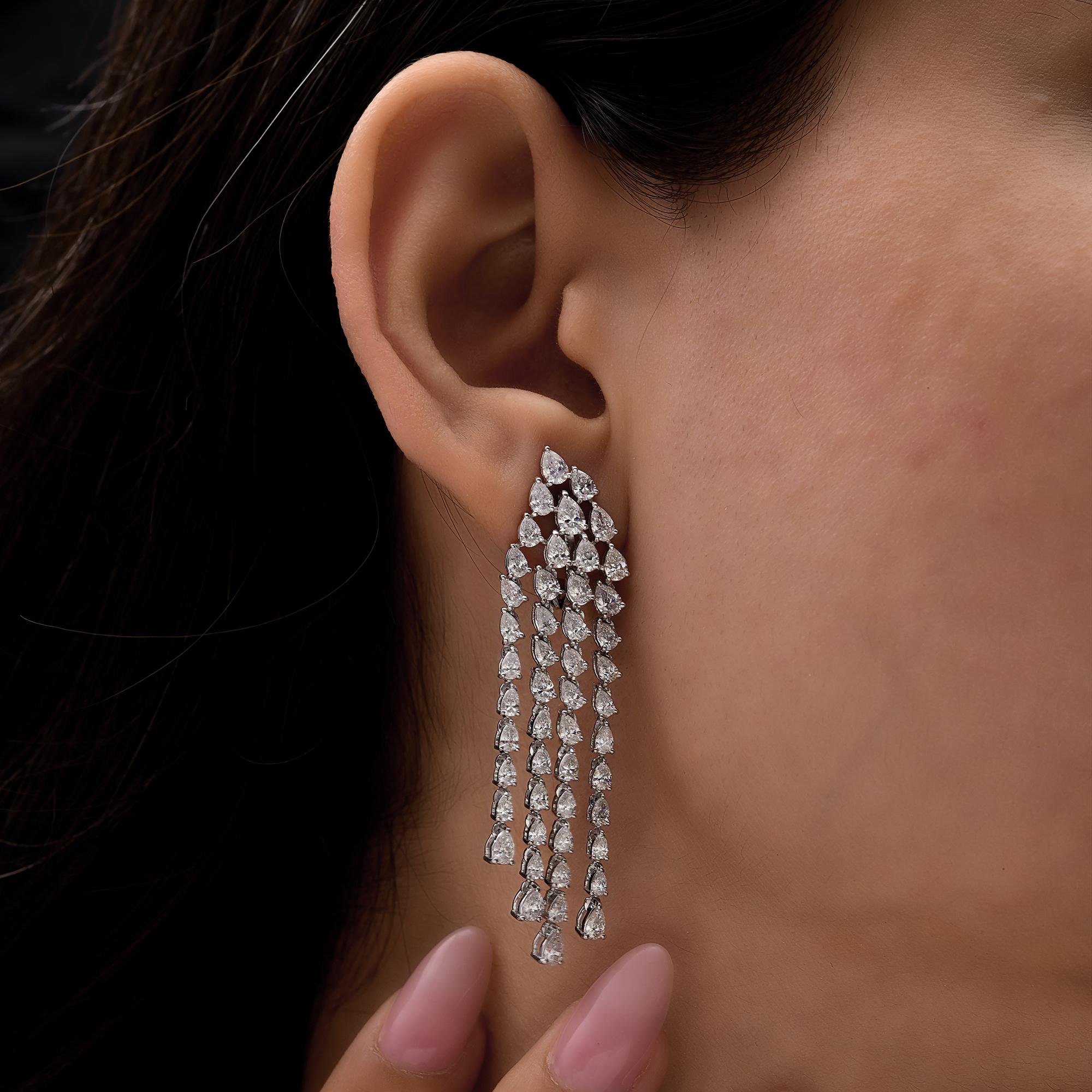 Mixed Cut Estate 6.29 Carats Diamond Chandelier Earrings for Wedding 14k White Gold For Sale