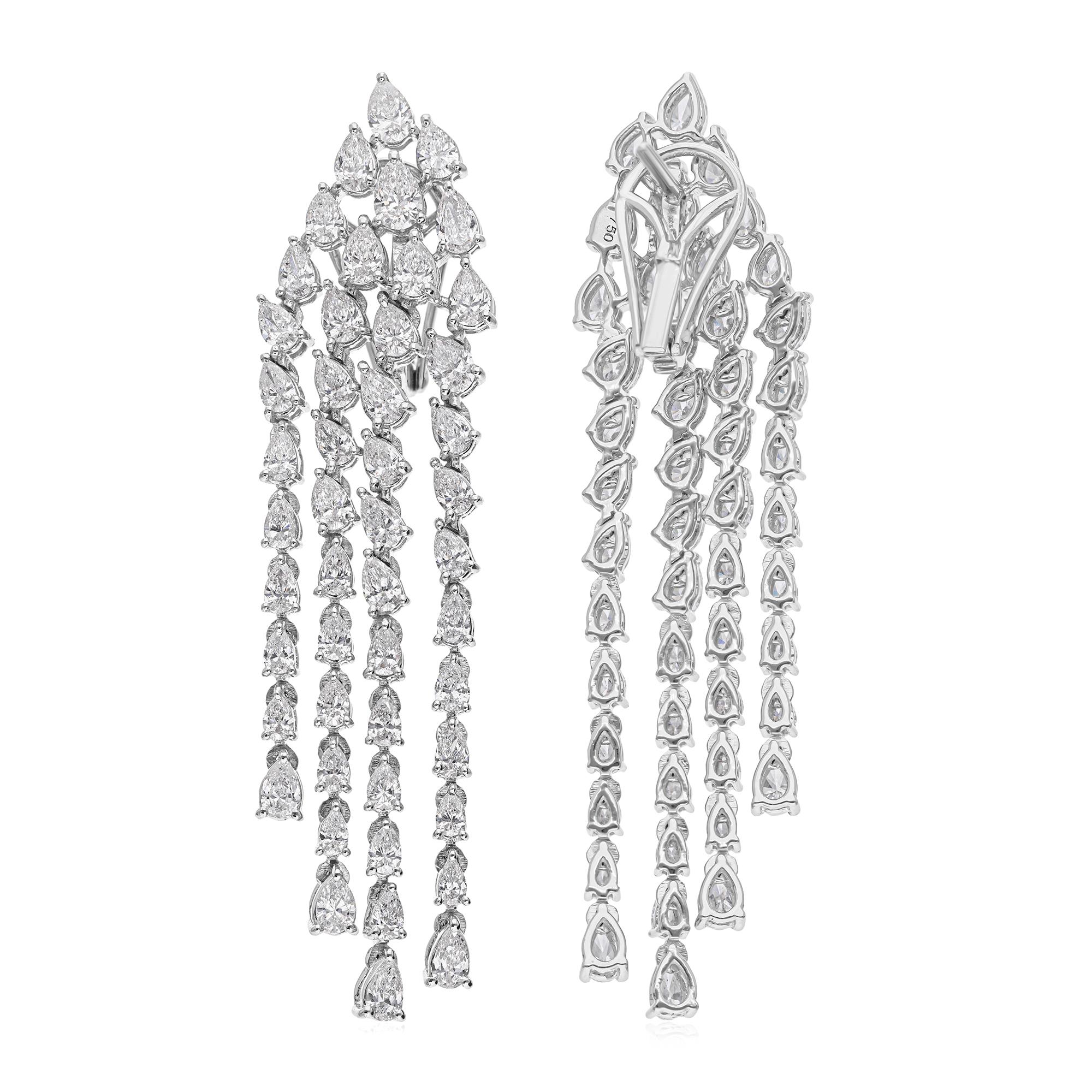 Women's Estate 6.29 Carats Diamond Chandelier Earrings for Wedding 14k White Gold For Sale
